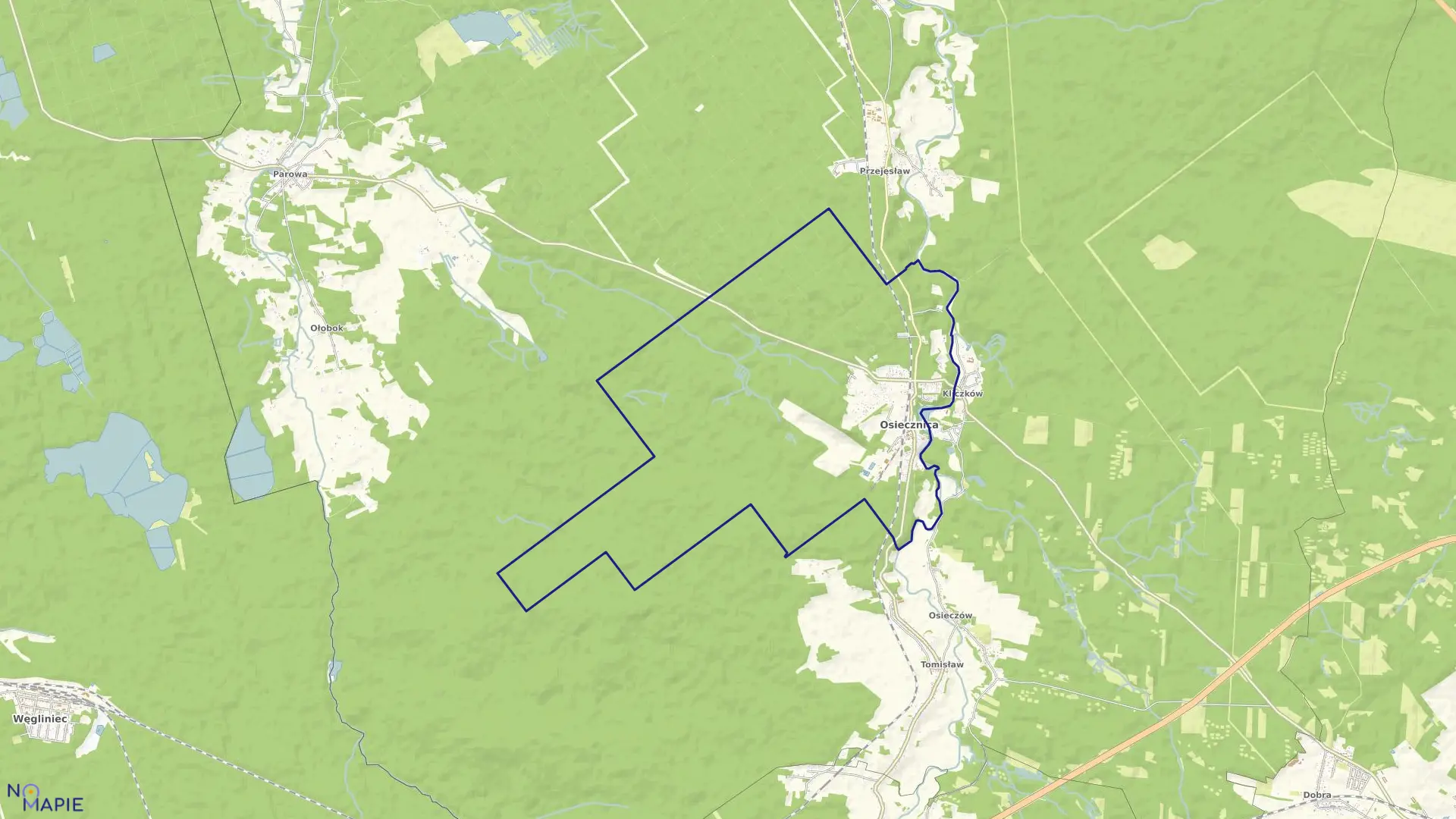 Mapa obrębu OSIECZNICA w gminie Osiecznica