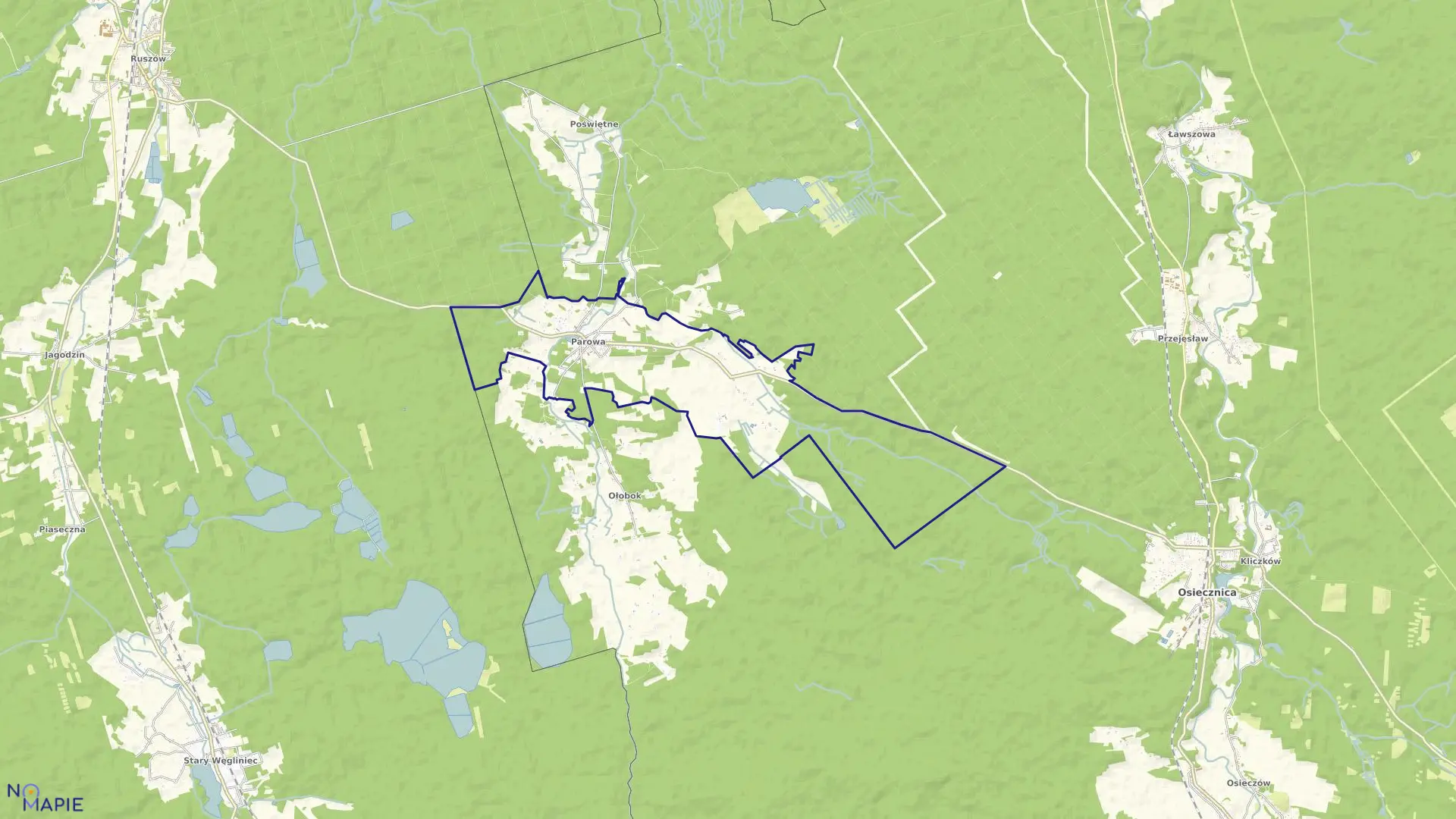 Mapa obrębu PAROWA w gminie Osiecznica