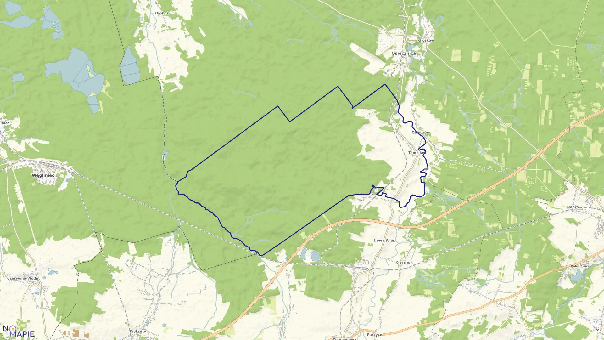 Mapa obrębu TOMISŁAW w gminie Osiecznica